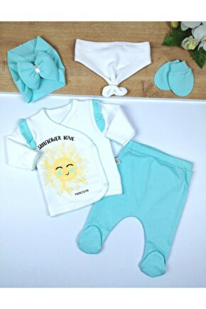 Kız Bebek Sun Flower 5 Parça Hastane Çıkışı Su Yeşili