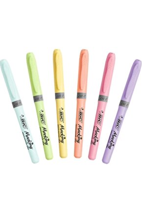 Kalem Tipi Fosforlu Kalem Pastel Renk 6lı