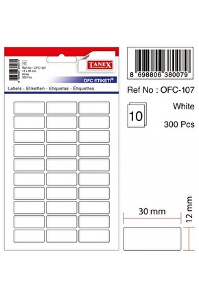 Yapışkanlı Lazer Etiket Ofc-107 30x12 Mm 1 Paket