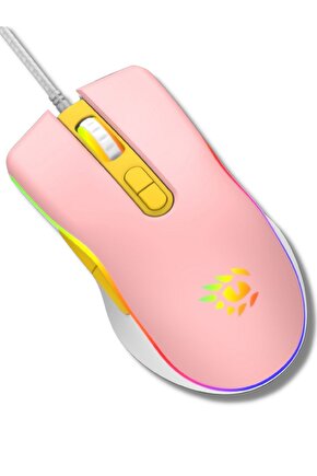 T4-1665 Loot Rgb 7200dpi Pembe Makrolu Gaming Oyuncu Mouse