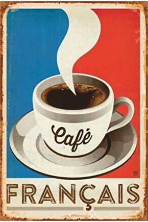Fransa Kahve Retro Ahşap Poster