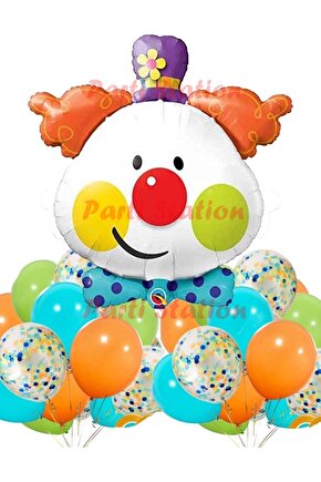 Palyaço Folyo Balon Palyaço Sirk Konsept Parti Doğum Günü Büyük Folyo Balon Set