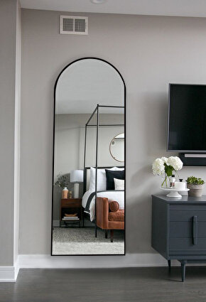 HümaS Dekoratif Oval Boy Aynası Siyah 180 x 60 cm
