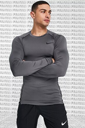 Pro Dri Fit Mens Tight Fit Top Slim Fit Uzun Kollu Antrasit Sweatshirt Body