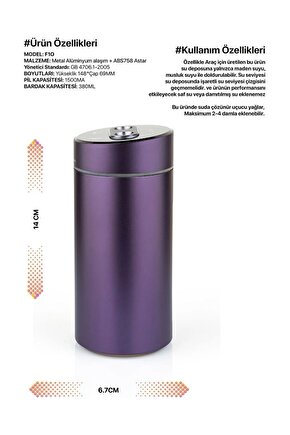 ARENİST H2o Humidifier 380 ml F10 Hava Nemlendiricisi Buhar Makinesi Ve Aroma Difüzörü