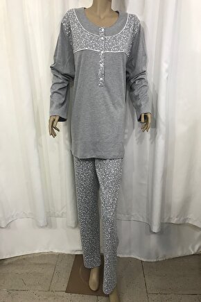 Nena Bayan Ultra Battal Patlı Pijama Takım-14275-Gri