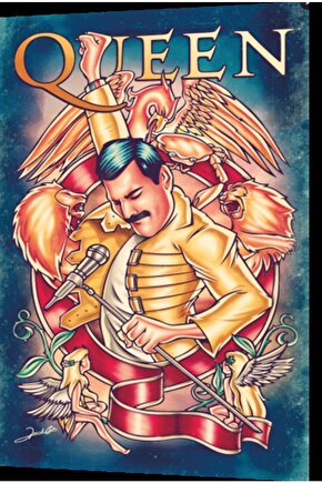 Queen Freddie Mercury Retro Ahşap Poster
