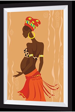 Afrikalı Kadın Çerçeve Görünümlü Ahşap Tablo