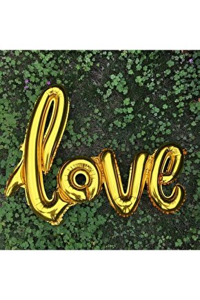 Love El Yazısı Folyo Balon Gold Renk