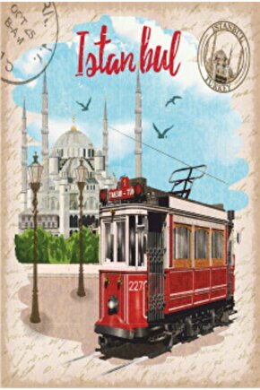 Istanbul Tramvay Retro Ahşap Poster