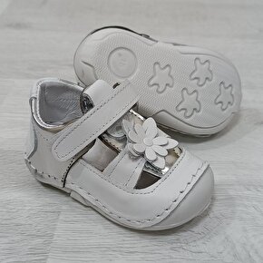 Fiyra 8011 Beyaz Hakiki Deri Ortapedik İlkadım Bebe Ayakkabı
