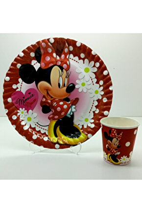 Minnie Mouse Tabak Bardak Set 8 Adet Minnie Mouse Konsept Doğum Günü Parti Malzemeleri