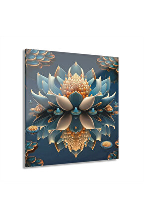 Lotus Çiçeği Cam Tablo Duvar Dekoru Model 1