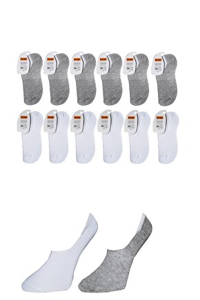 Izlen Gri Ve Beyaz Erkek Babet Çorap 12 Çift