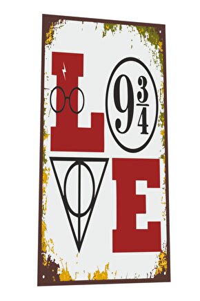 Harry Potter Hogwart Dokuz Çeyrek Love Mini Retro Ahşap Poster