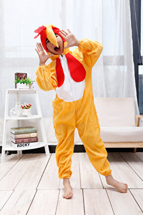 Çocuk Horoz Kostümü - Tavuk Kostümü 2-3 Yaş 80 Cm
