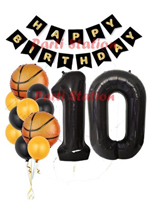 Basketbol Konsept 10 Yaş Balon Set Basketbol Tema Doğum Günü Balon Seti