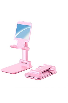 Katlanabilir Masaüstü Tablet Ve Telefon Tutucu Deskop Stand Rz-054 Pembe
