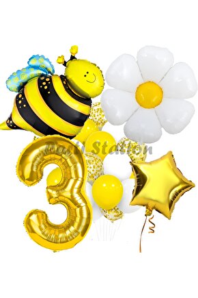 Bee Arı ve Papatya Konsept 3 Yaş Balon Set Bee Arı ve Papatya Tema Parti Doğum Günü Parti Balon Set