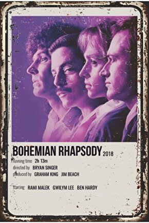Queen Bohemian Rhapsody Retro Ahşap Poster