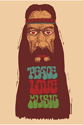 hippi erkek barış aşk müzik bohem yoga nihilist retro ahşap poster