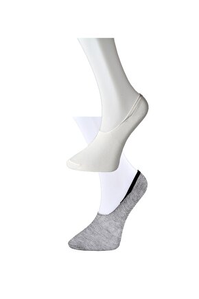 Gri Ve Beyaz Kadın Babet Çorap 12 Çift [Beybeer]