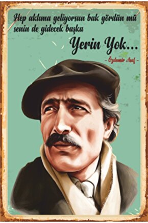 Özdemir Asaf Yerin Yok Retro Ahşap Poster