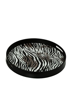 36 Cm Yuvarlak Leopar Desen Tepsi