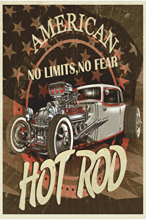 amerikan sınırsız kuralsız klasik nostaljik araba yarışı retro ahşap poster