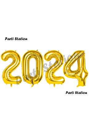 Yılbaşı 2024 Altın Gold Renk 76 cm Rakam Balon Seti Yılbaşı Balon Seti