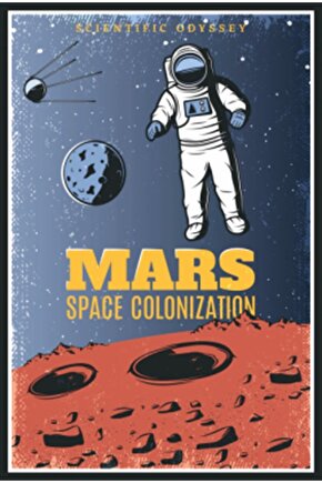 Uzay Kolonisi Mars Astronot Retro Ahşap Poster