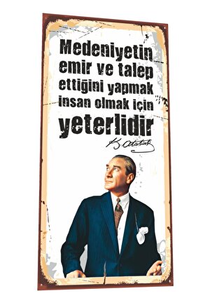 Mustafa Kemal Atatürk Sözleri Mini Retro Ahşap Poster-1