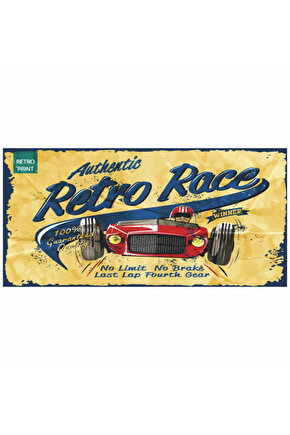 vintage araba yarışı retro race nostalji ev dekorasyon tablo mini retro ahşap poster