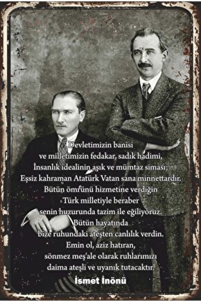 Ismet Inönünün Atatürke Yazısı Retro Ahşap Poster