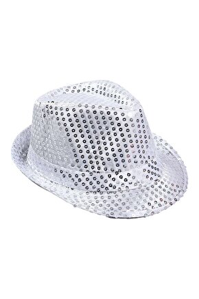 Himarry Çocuk Boy Gümüş Payetli Şapka Gösteri Şapkası 54 No