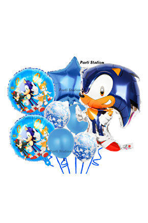 Tilki Sonic Boom Yıldız Balonlu Konsept Doğum Günü Parti Balon Set Sonic Boom Balon Set