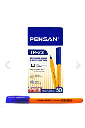 Üçgen Tükenmez Kalem Mavi 50 Li Tr- 23