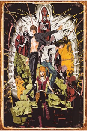 Death Note Anime Kolaj Retro Ahşap Poster 739