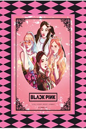 K-pop Black Pink Çerçeve Görünümlü Retro Ahşap Poster-18