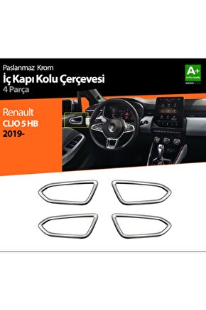 Renault Clio 5 Krom Iç Kapı Kolu Çerçevesi, Yeni Clio 5 Iç Kapı Krom Çerçevesi 4 Parça