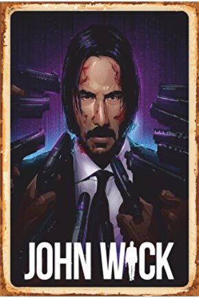 John Wick Retro Ahşap Poster