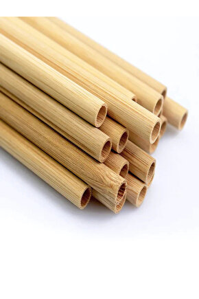 Bambu Pipet Doğal Pipet Tahta Pipet Ahşap Vegan Pipet 16 Adet