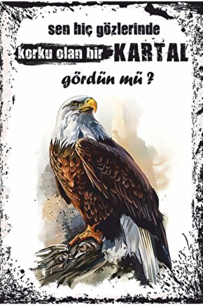 Kartal Retro Ahşap Poster