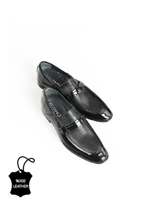 Hakiki Deri Siyah Erkek Klasik Ayakkabı Mt088-2-black Shıny