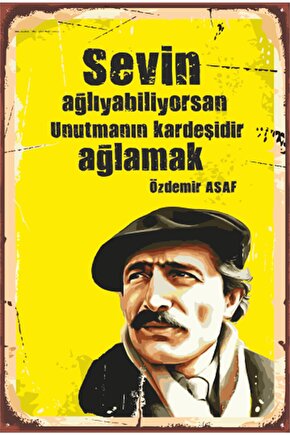 Özdemir Asaf Şiir Edebiyat Retro Ahşap Poster