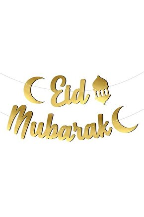 Eid Mubarak Hoşgeldin Ramazan Kaligrafi Banner Yazı Gold