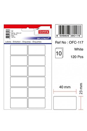 Beyaz Etiket Ölçü : 40×23 Mm Ofc-117