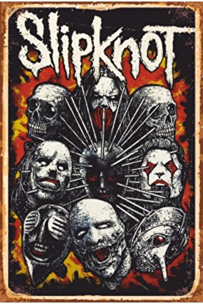 Slipknot Rock Müzik Retro Ahşap Poster