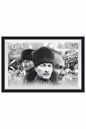 Atatürk Portreleri kolajı çerçeve görünümlü ahşap tablo retro ahşap poster