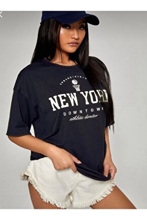 Oversize Unisex Siyah Newyork Tshirt